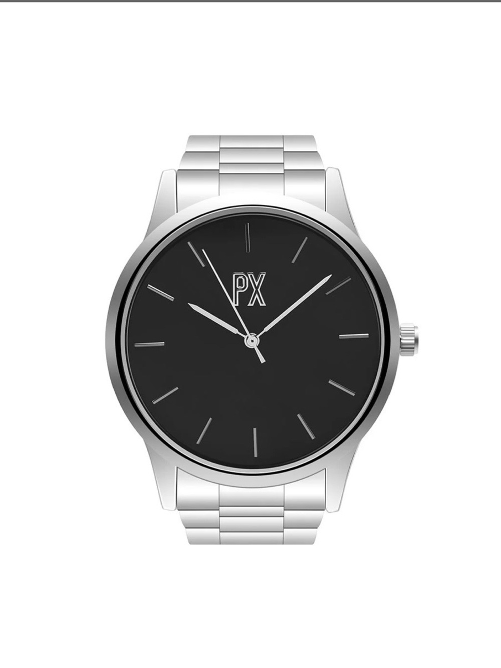 Silver Stainless Steel Watch with Metal Link Band